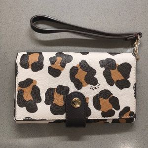 Coach animal print wallet/wristlet with strap